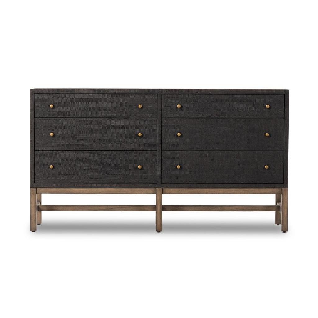 Fiona 6 Drawer Dresser - Black Raffia