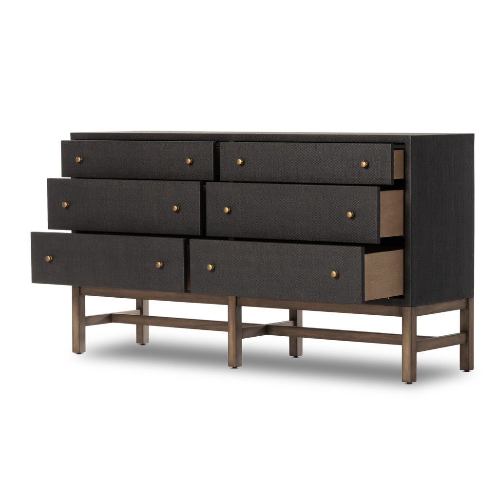 Fiona 6 Drawer Dresser - Black Raffia
