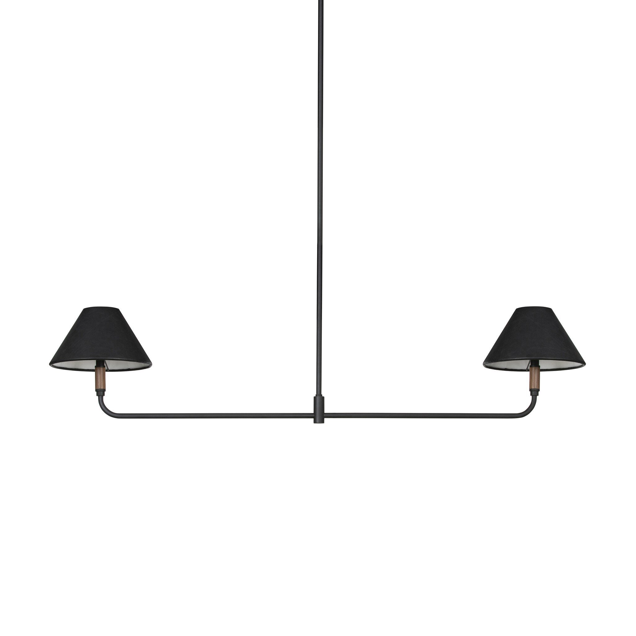 Cullen Linear Double Pendant - Black Leather