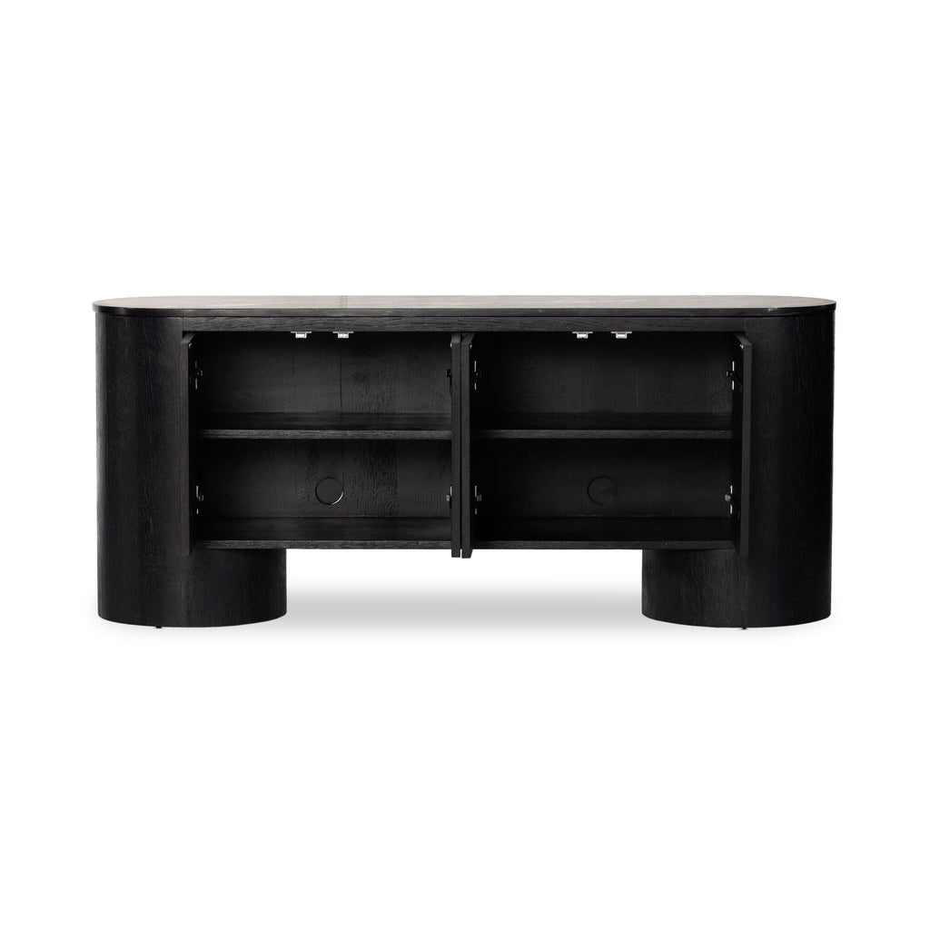 Giovani Media Console - Black Oak Veneer