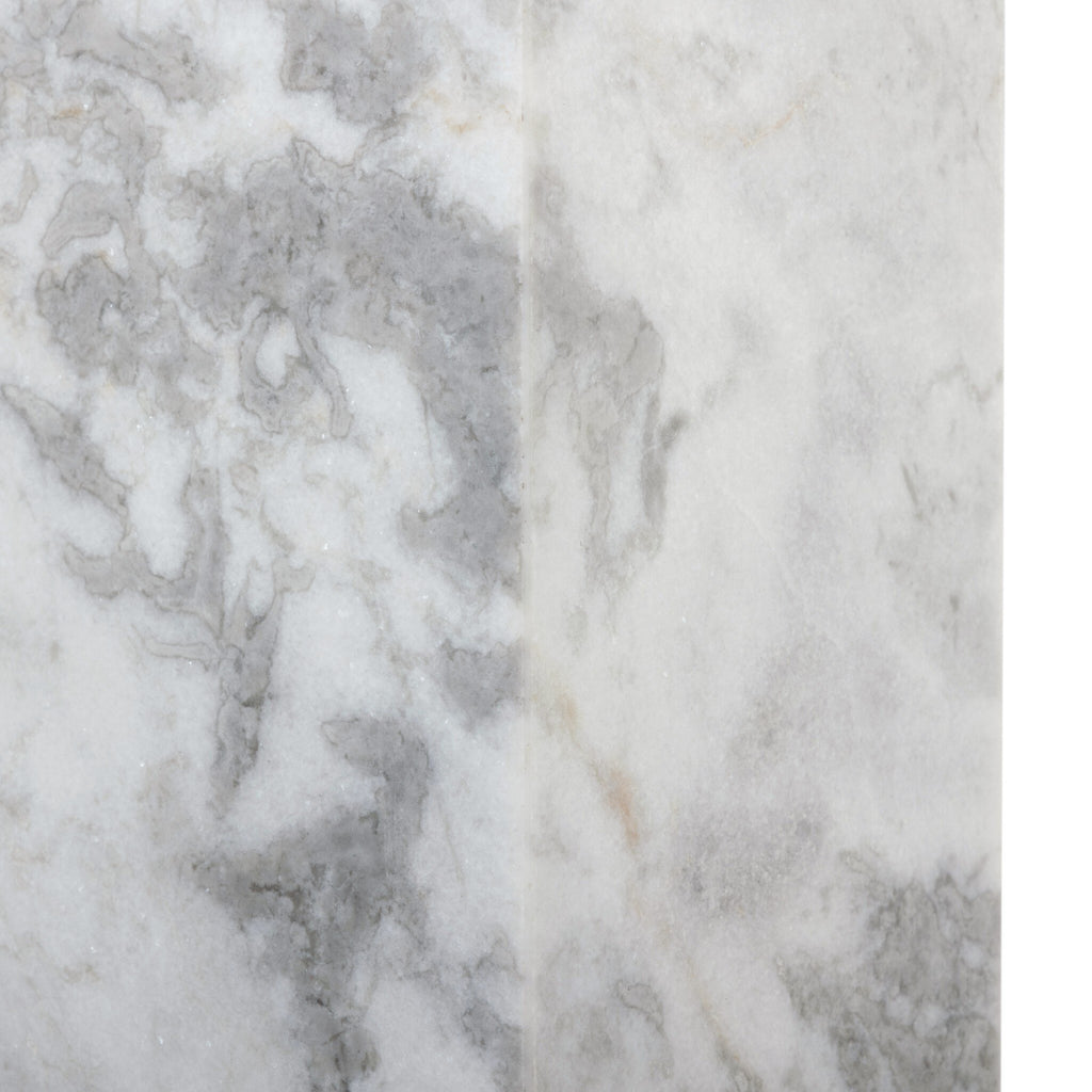 Modern Marble Pedestal - White & Grey Speckled Marble
