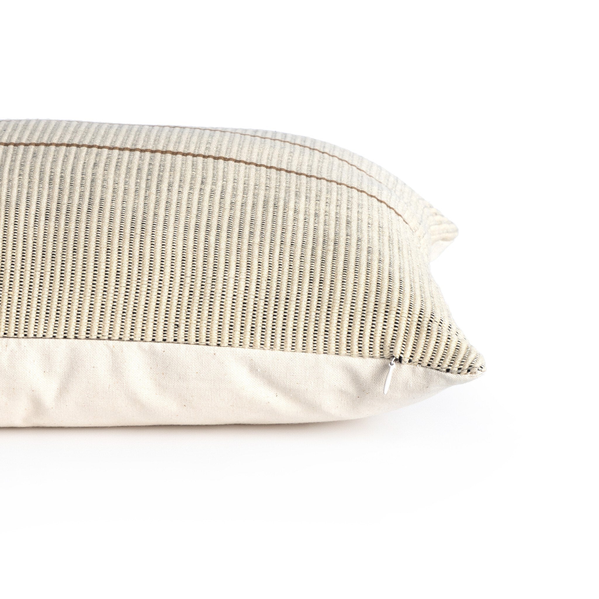Handwoven Merido Pillow - Beige - Beige Cotton | 14" x 20"