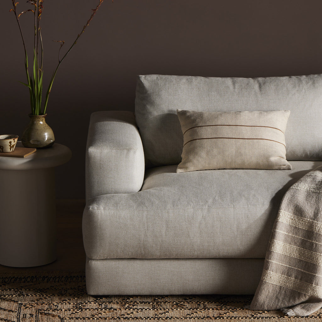 Handwoven Merido Pillow - Beige - Beige Cotton | 14" x 20"