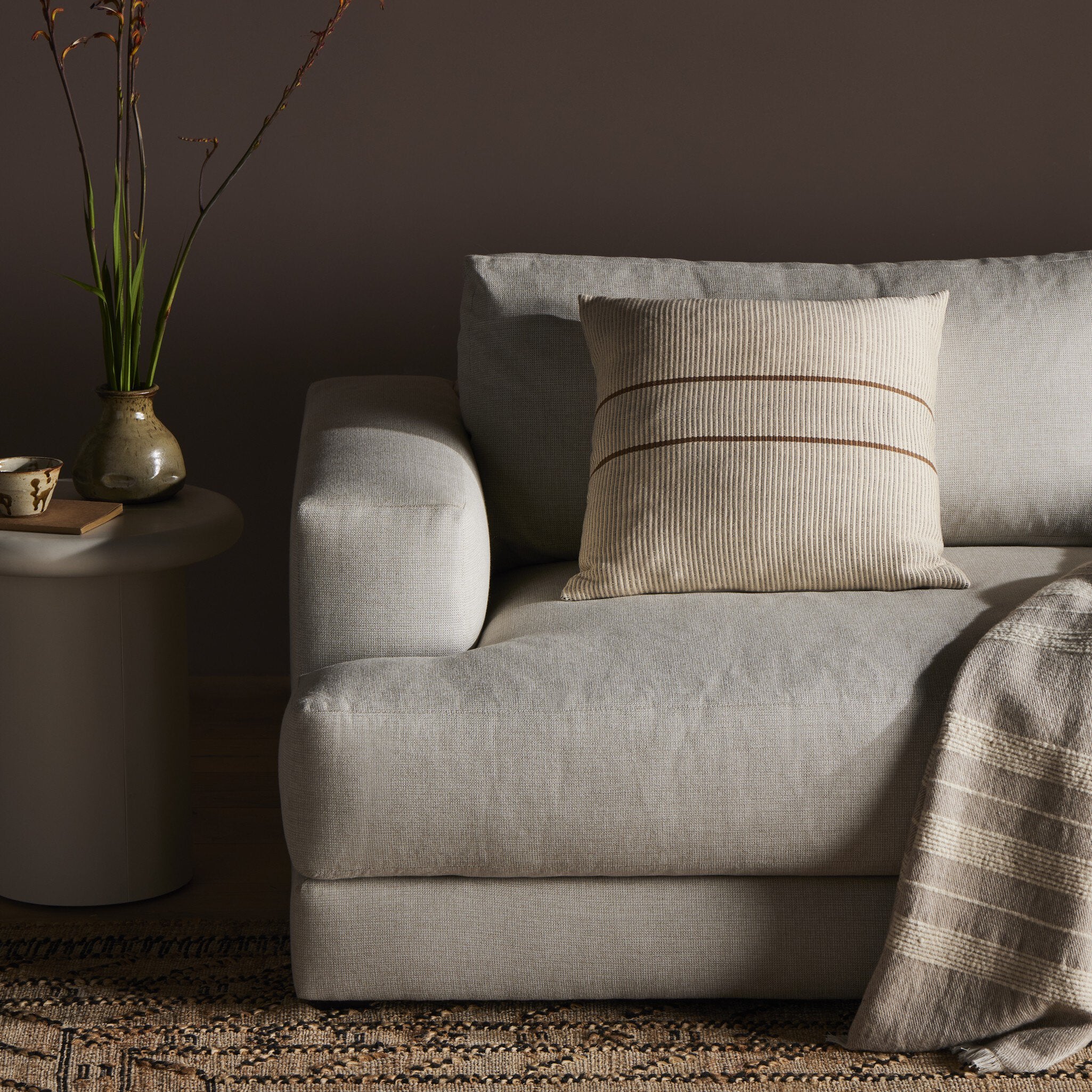 Handwoven Merido Pillow - Beige - Beige Cotton | 20" x 20"