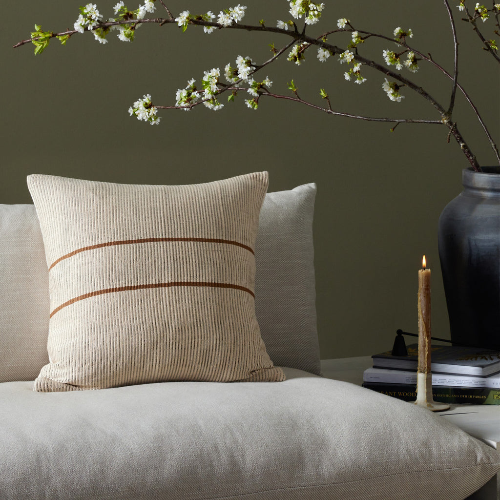 Handwoven Merido Pillow - Beige - Beige Cotton | 20" x 20"