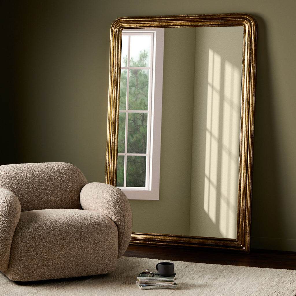 Vintage Louis Floor Mirror - Antiqued Gold Leaf