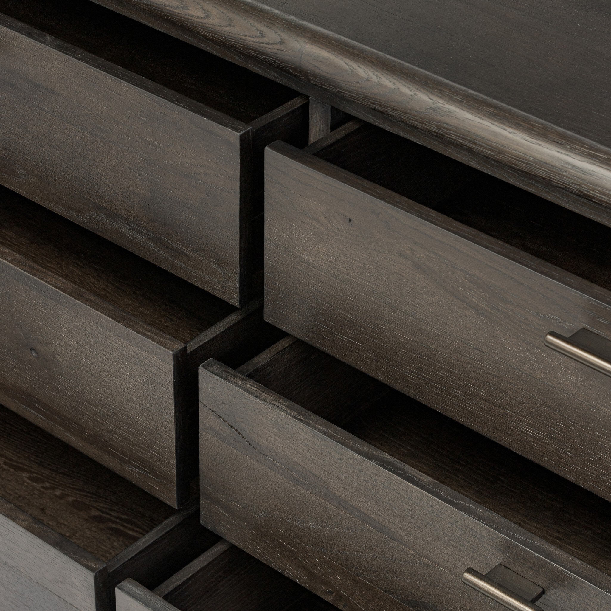 Glenview 6 Drawer Dresser - Smoked Black Resawn Oak