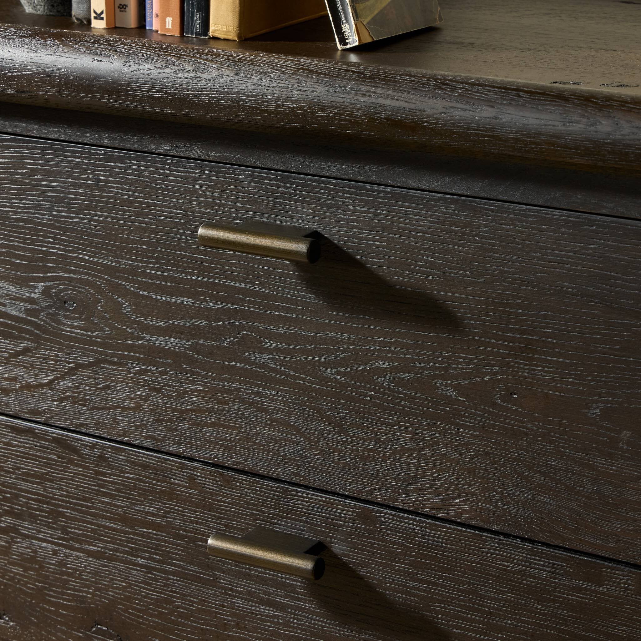 Glenview 6 Drawer Dresser - Smoked Black Resawn Oak