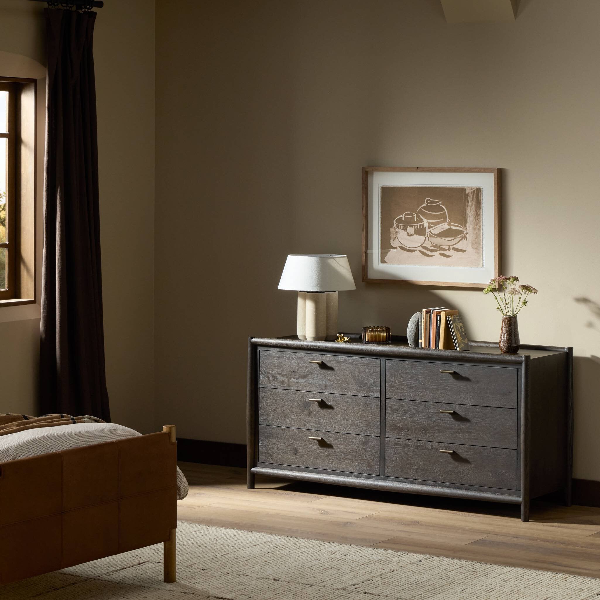 Glenview 6 Drawer Dresser - Smoked Black Resawn Oak