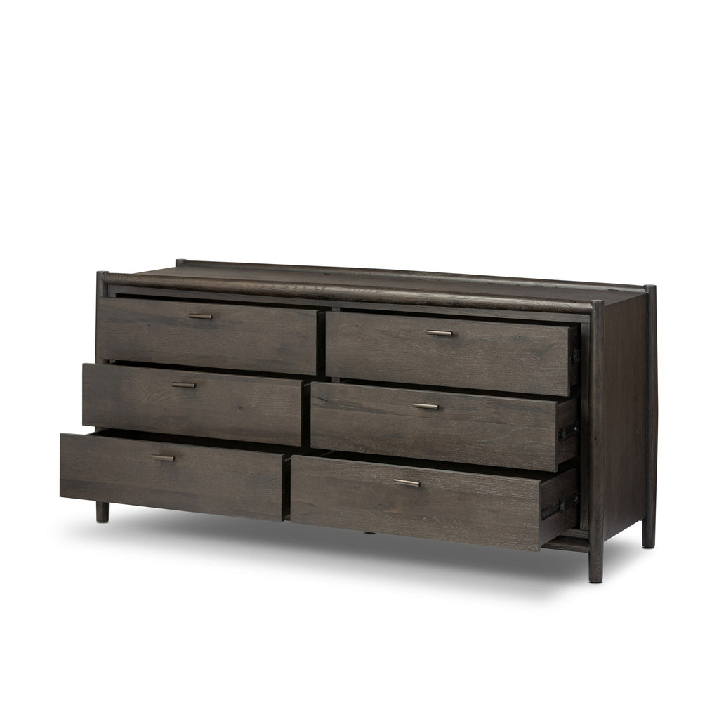 Glenview 6 Drawer Dresser - Smoked Black Resawn Oak