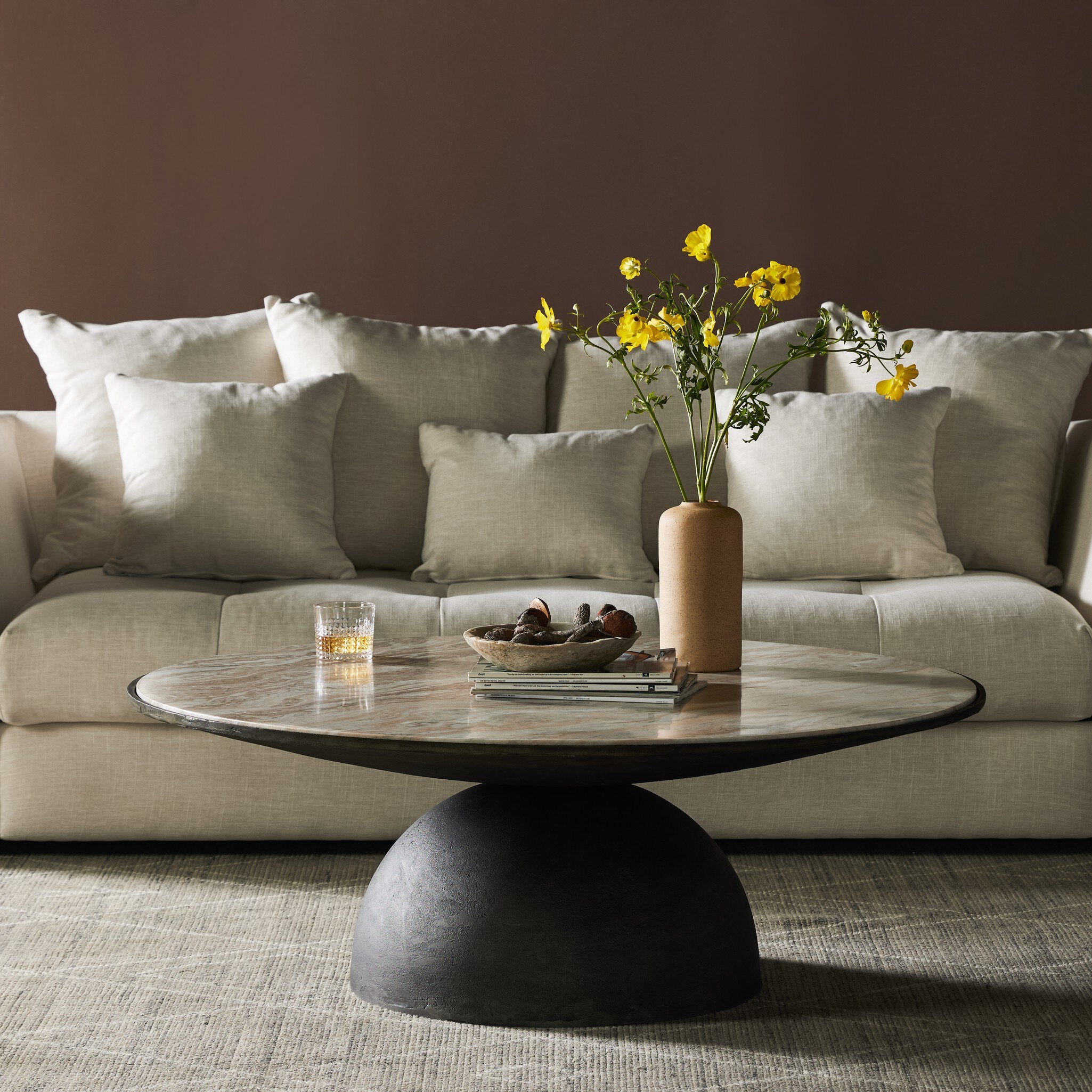 Corbett Coffee Table - Creamy Taupe Marble | Large