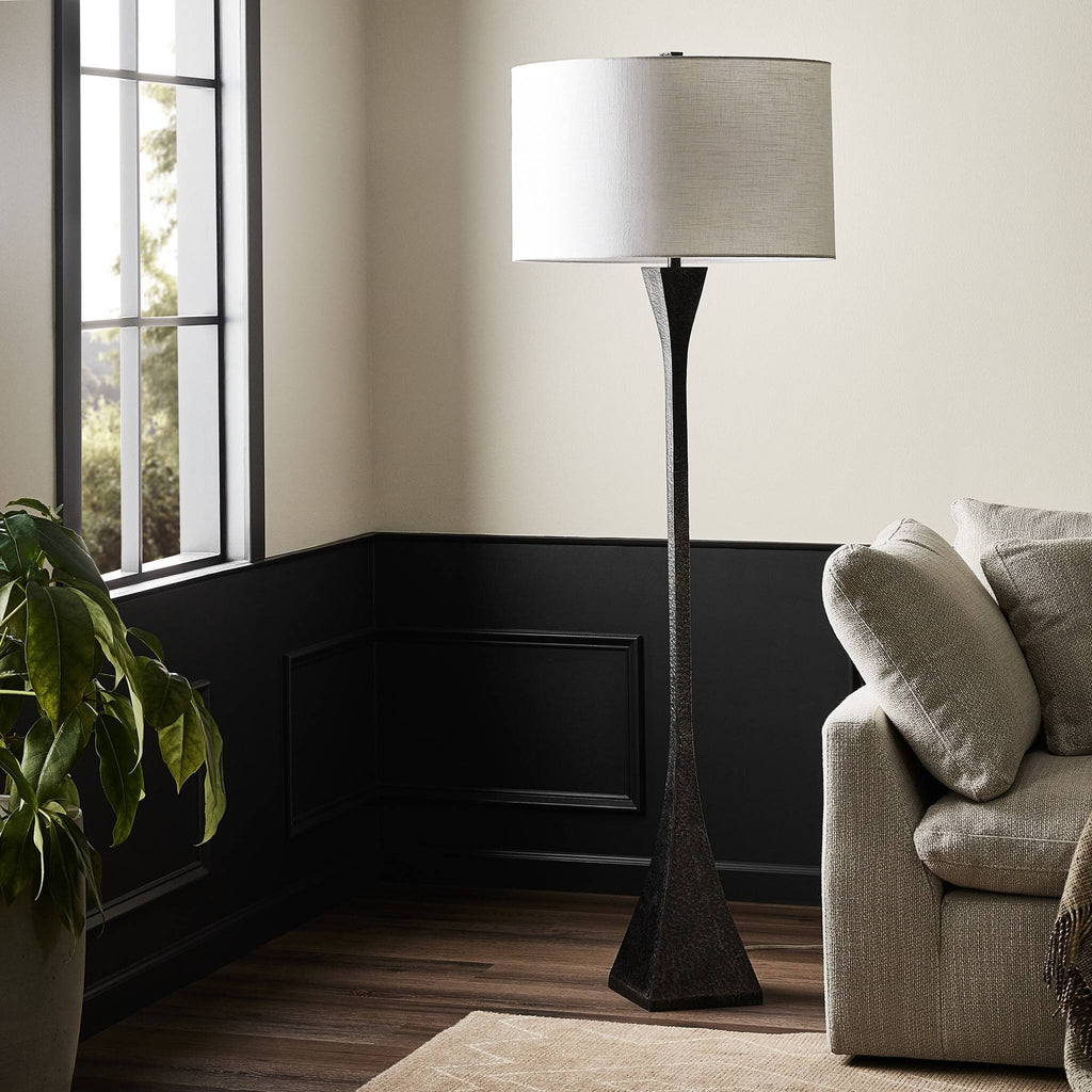 Tapered Forged Floor Lamp - Forged Black Aluminum