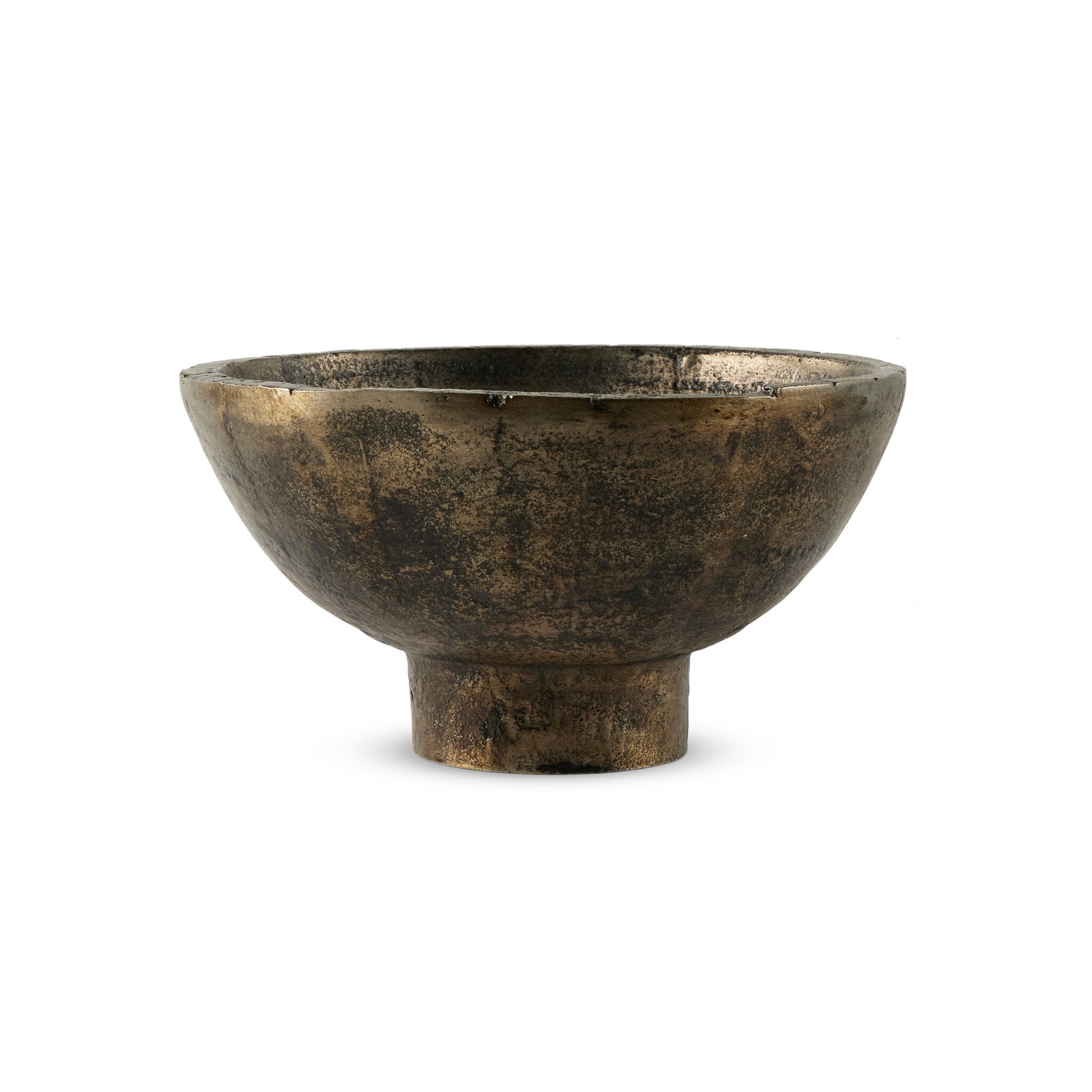 Jagen Outdoor Pedestal Bowl - Rustic Cast Aluminum