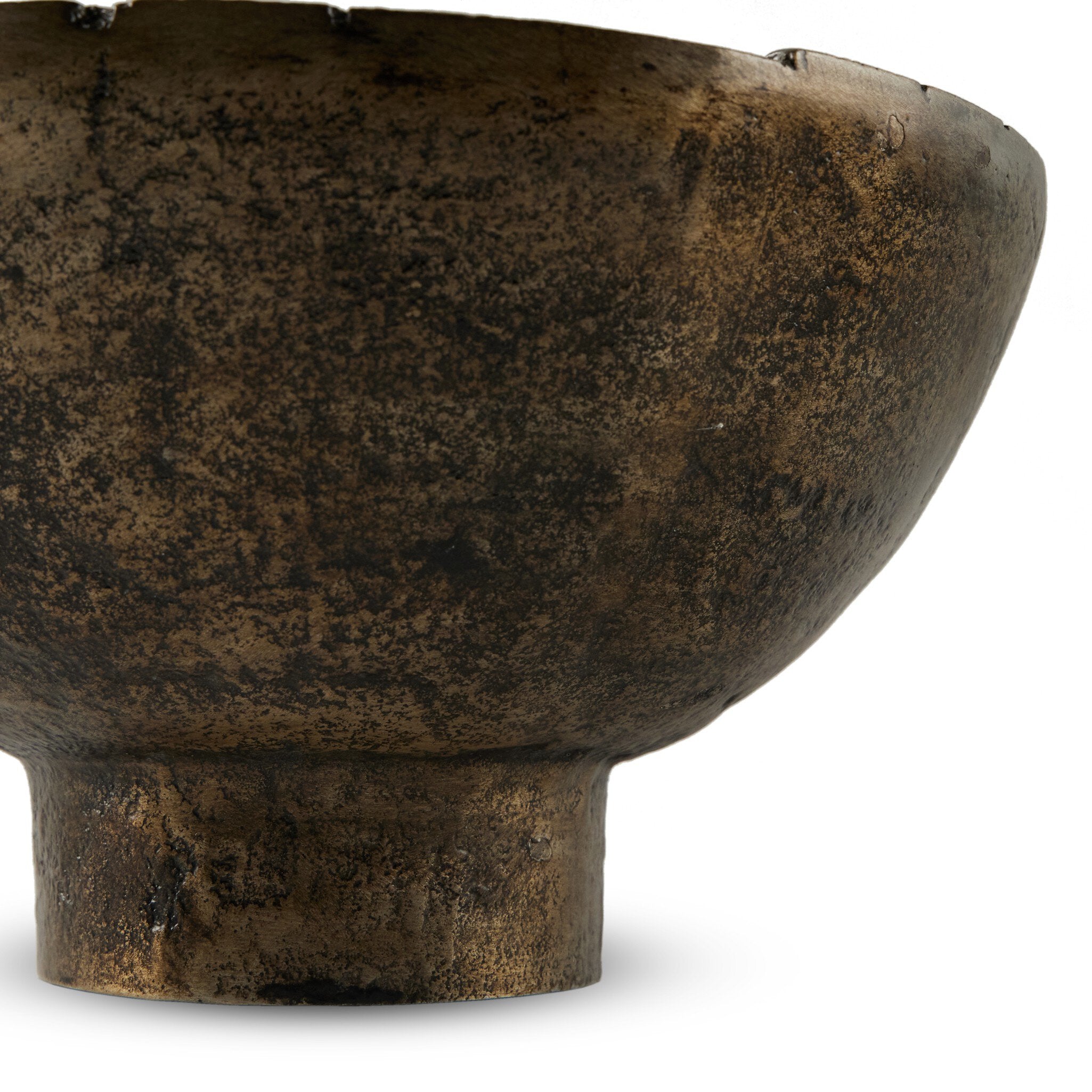 Jagen Outdoor Pedestal Bowl - Rustic Cast Aluminum