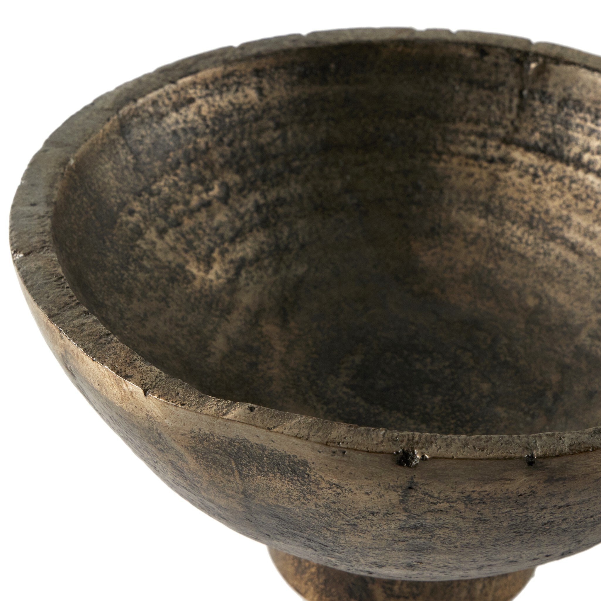 Jagen Outdoor Pedestal Bowl - Rustic Cast Aluminum