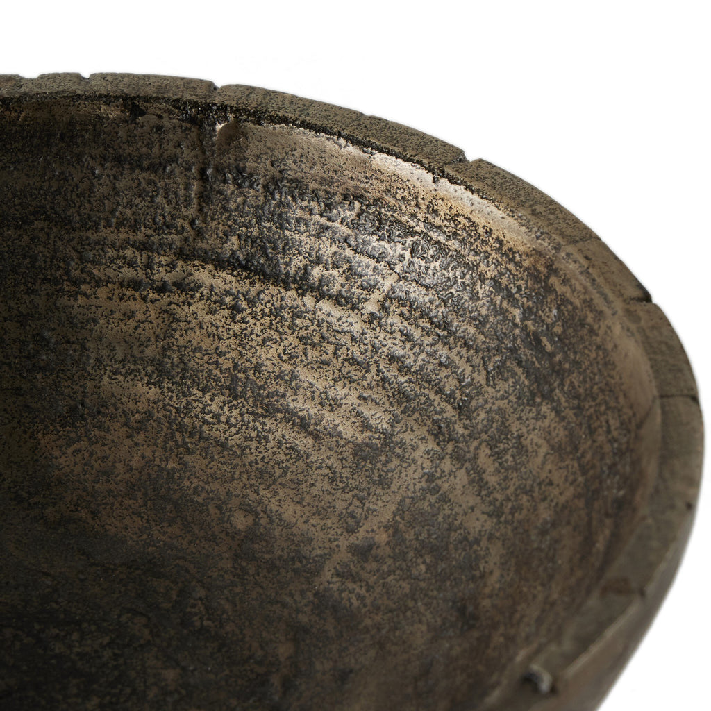 Jagen Outdoor Pedestal Bowl - Rustic Cast Aluminum