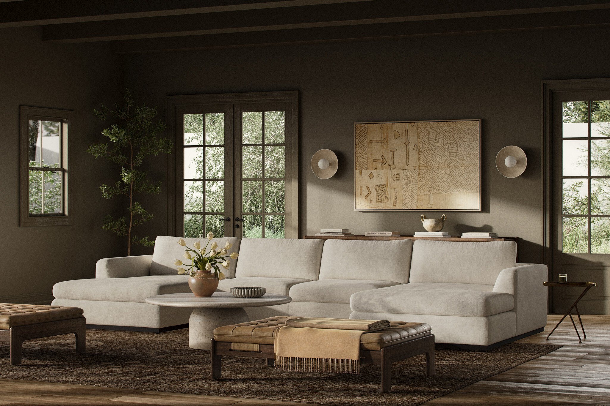 Colt 3-Piece U Sectional - Crypton Nomad Marshmallow