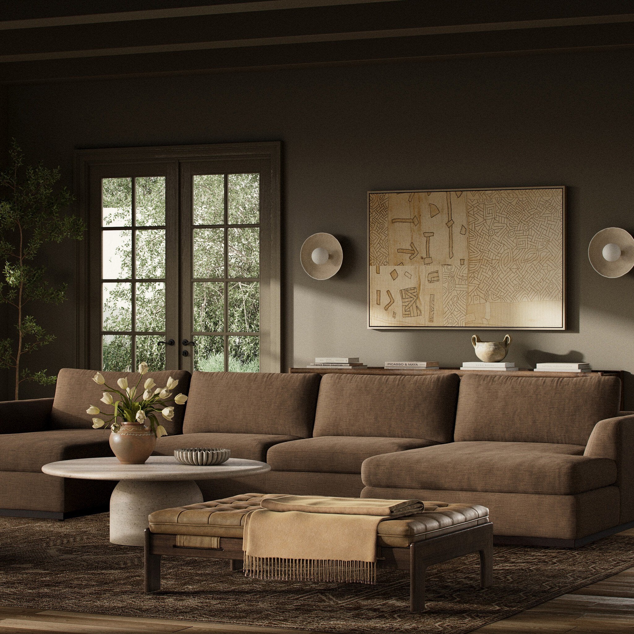 Colt 3-Piece U Sectional - Crypton Nomad Mushroom