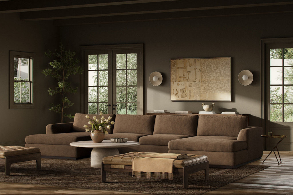 Colt 3-Piece U Sectional - Crypton Nomad Mushroom