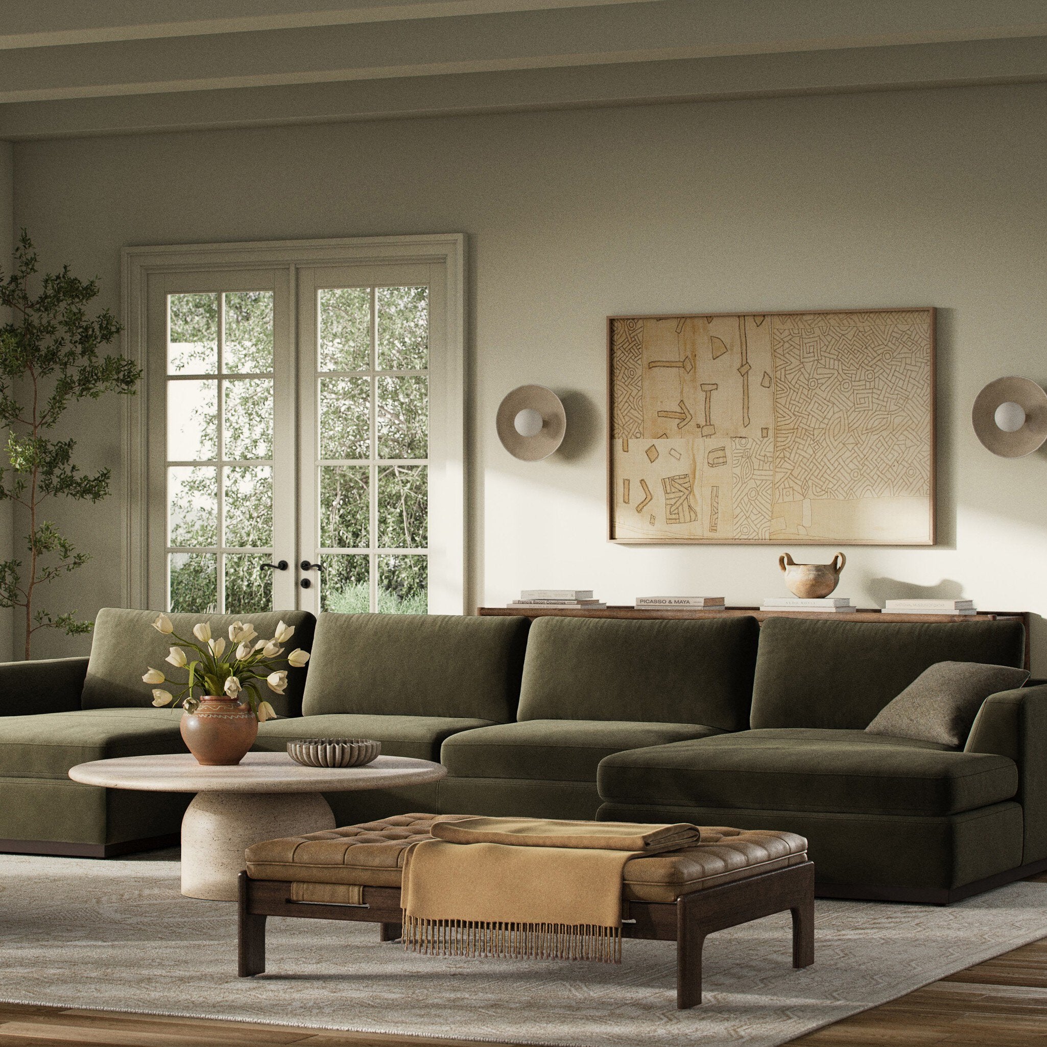 Colt 3-Piece U Sectional - Surrey Olive