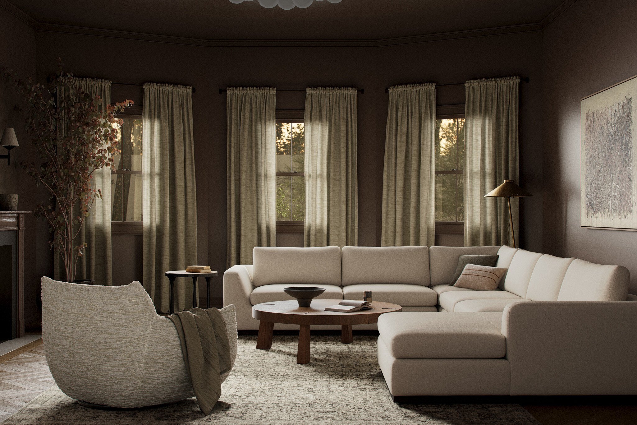 Colt 4-Piece Sectional - Crypton Nomad Marshmallow | Right Chaise