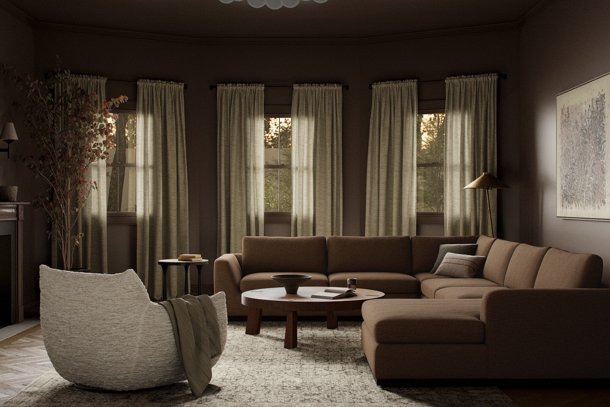 Colt 4-Piece Sectional - Crypton Nomad Mushroom | Right Chaise