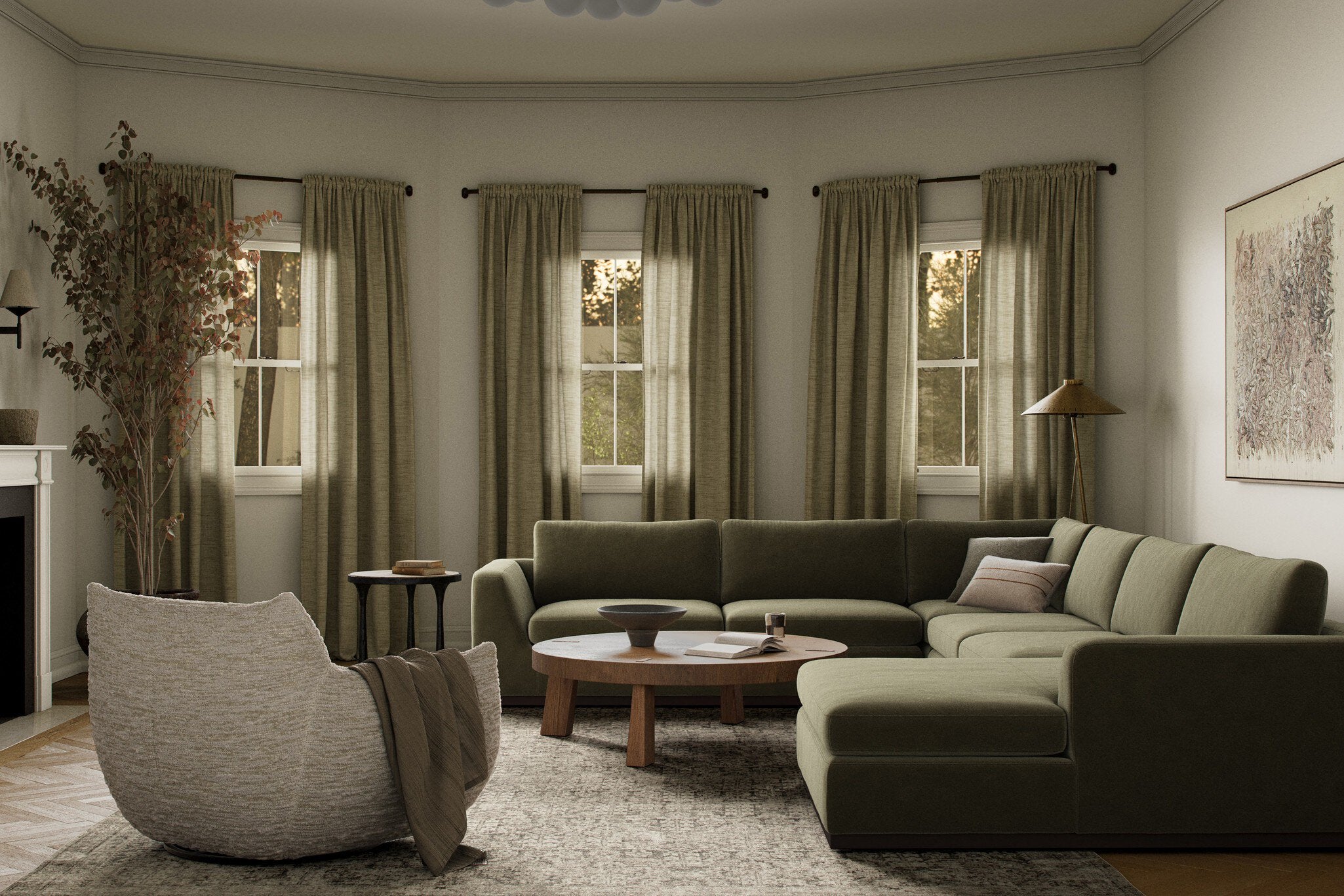 Colt 4-Piece Sectional - Surrey Olive | Right Chaise