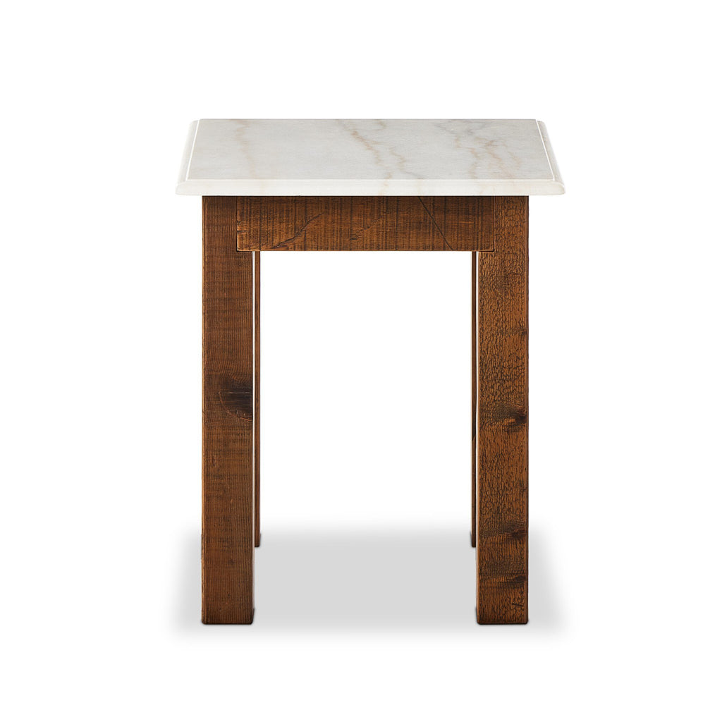 Jessa End Table - Honed White Marble