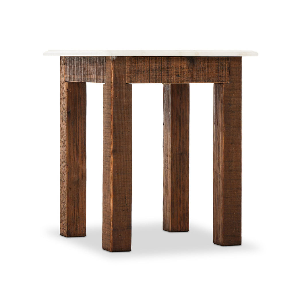 Jessa End Table - Honed White Marble