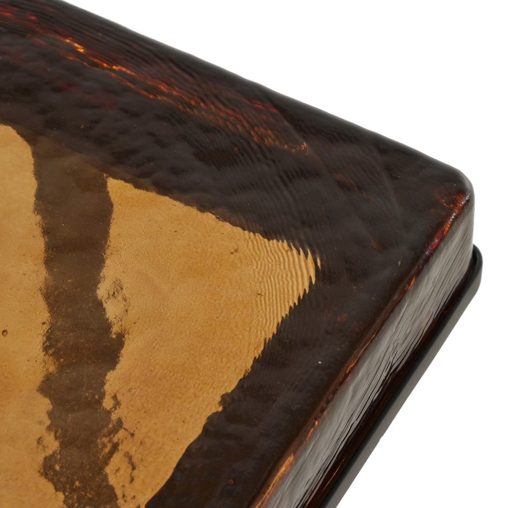 Giselle End Table - Amber Cast Glass