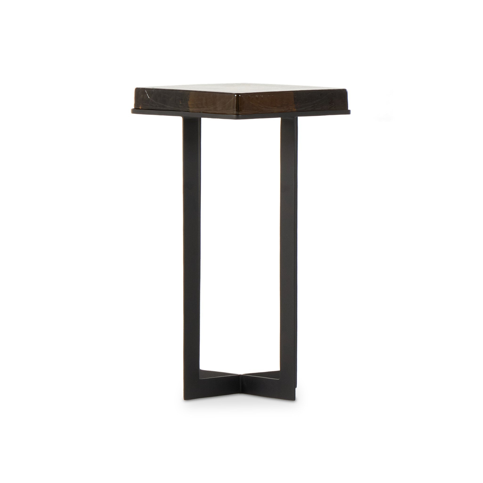 Giselle End Table - Amber Cast Glass