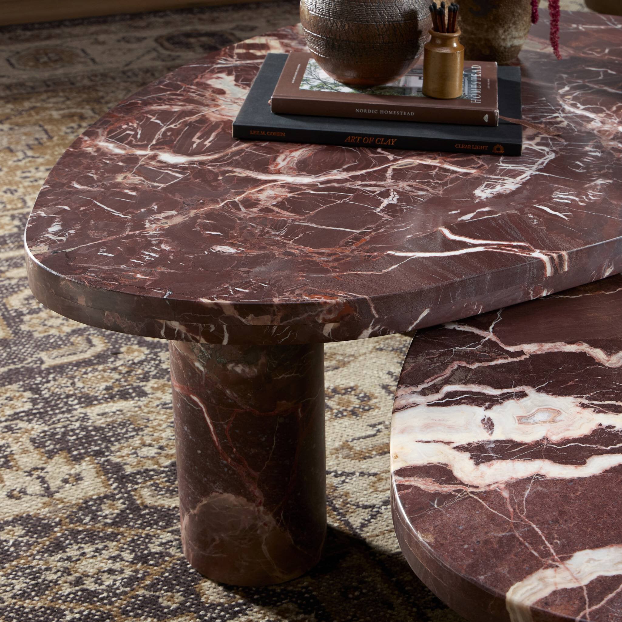 Zion Nesting Coffee Table - Merlot Marble