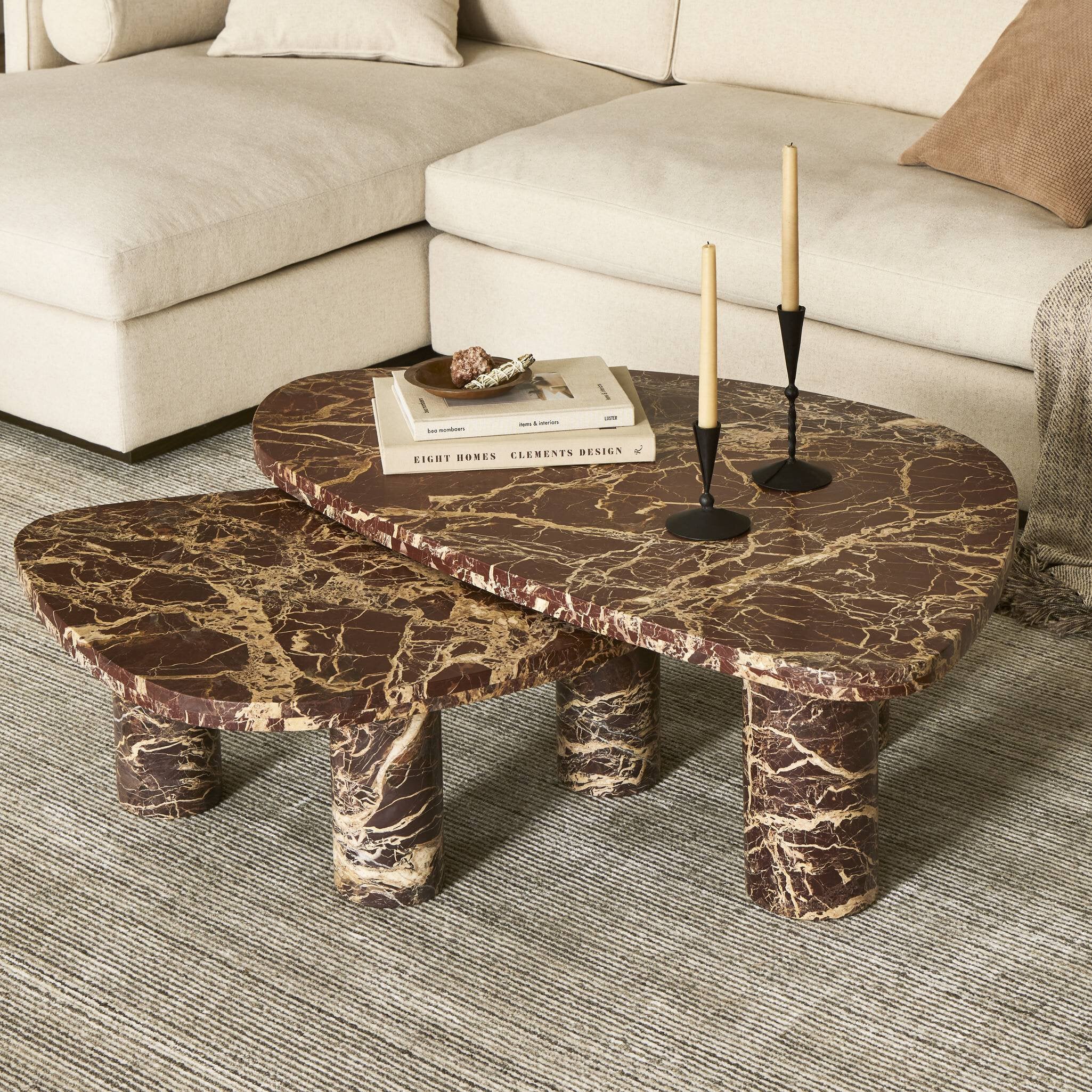Zion Nesting Coffee Table - Merlot Marble