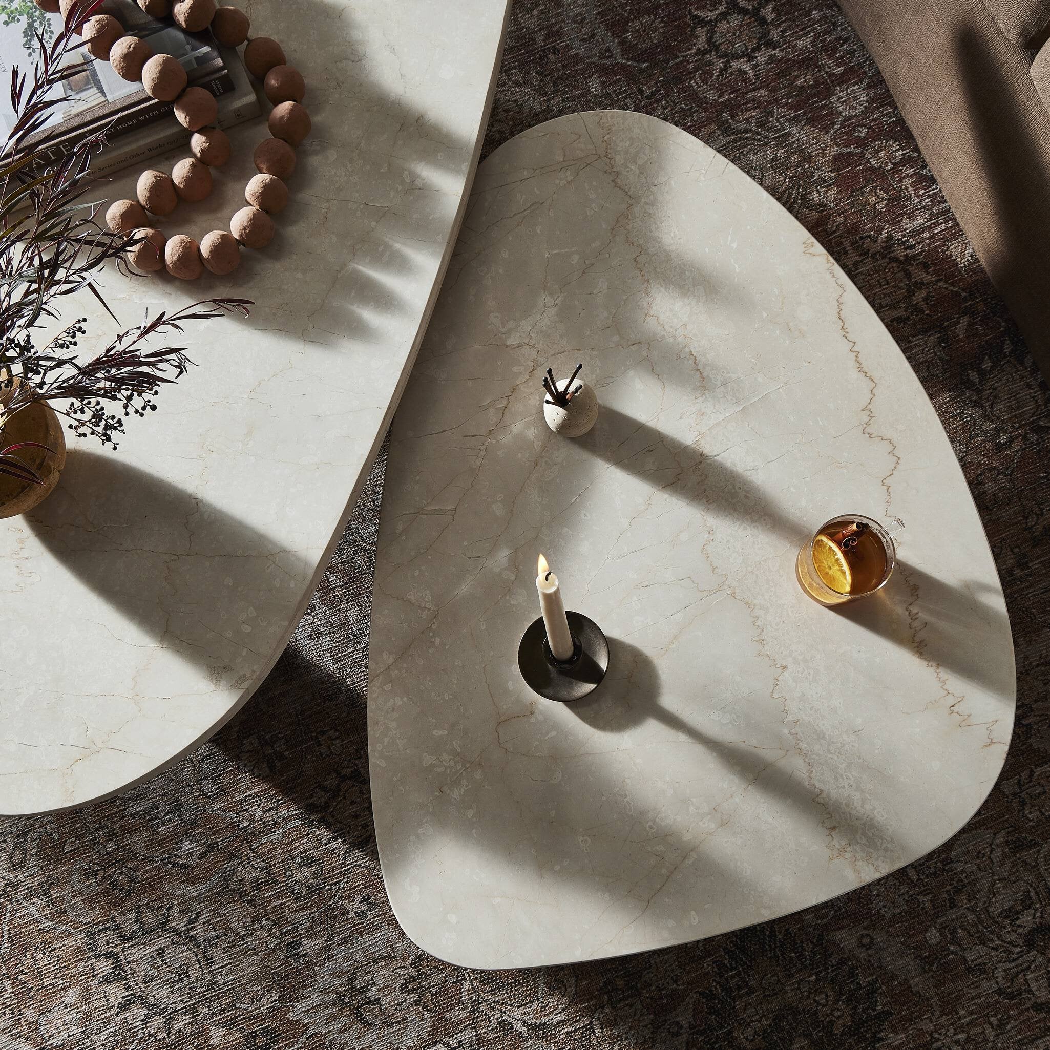 Zion Nesting Coffee Tables - Cream Marble