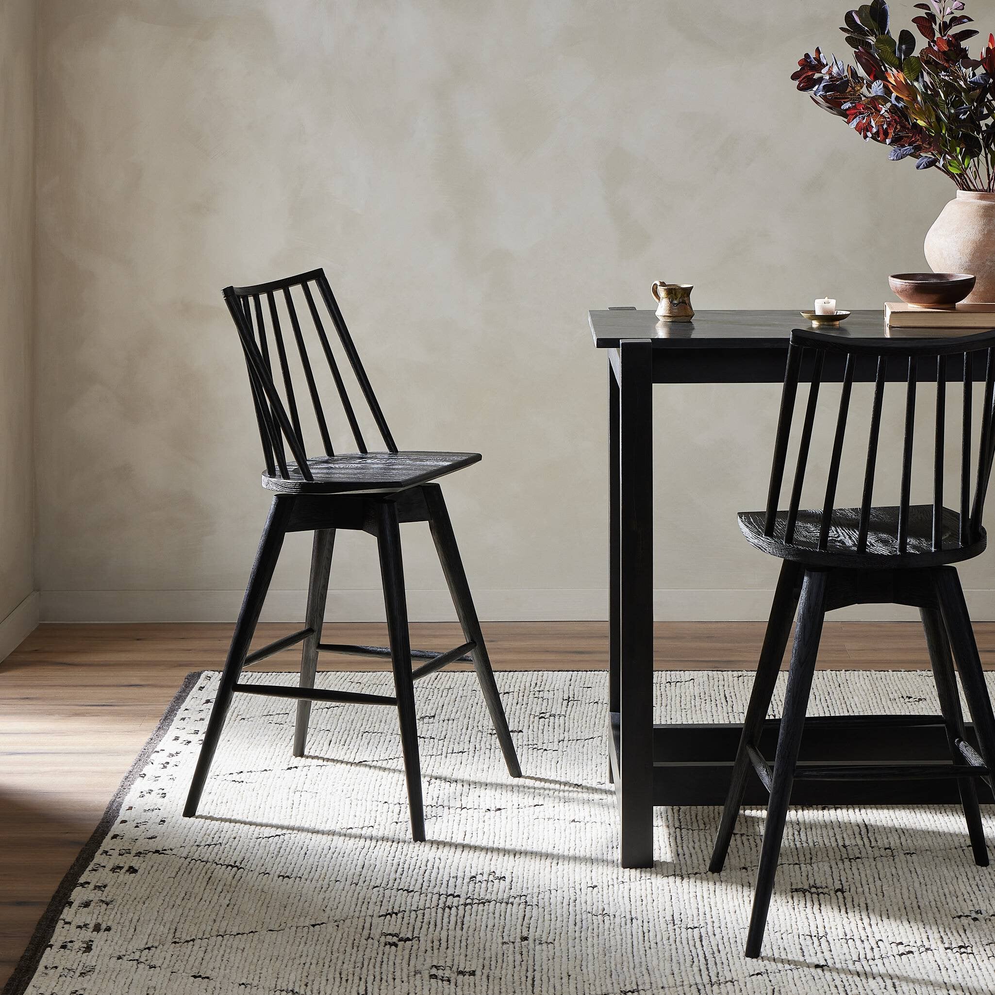 Lewis Swivel Counter Stool - Black Oak