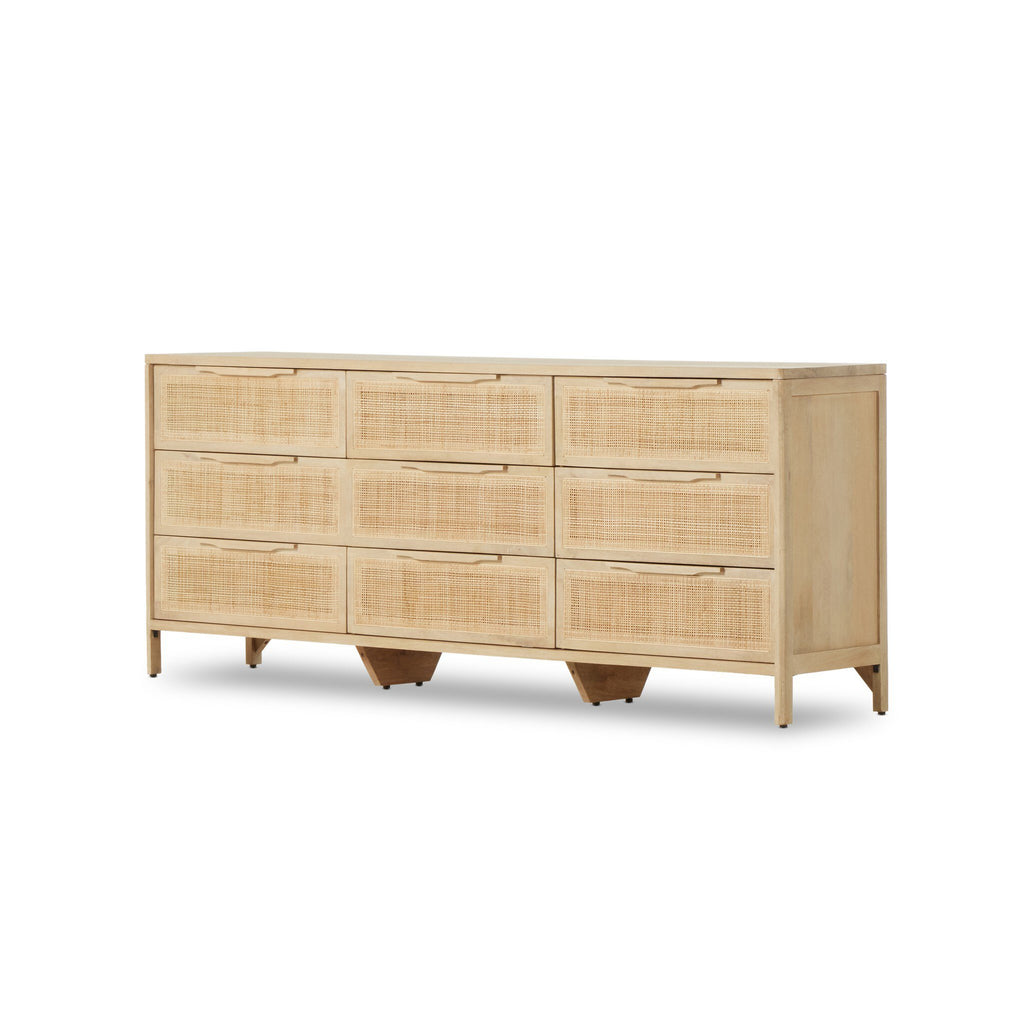 Sydney 9 Drawer Dresser - Natural Cane