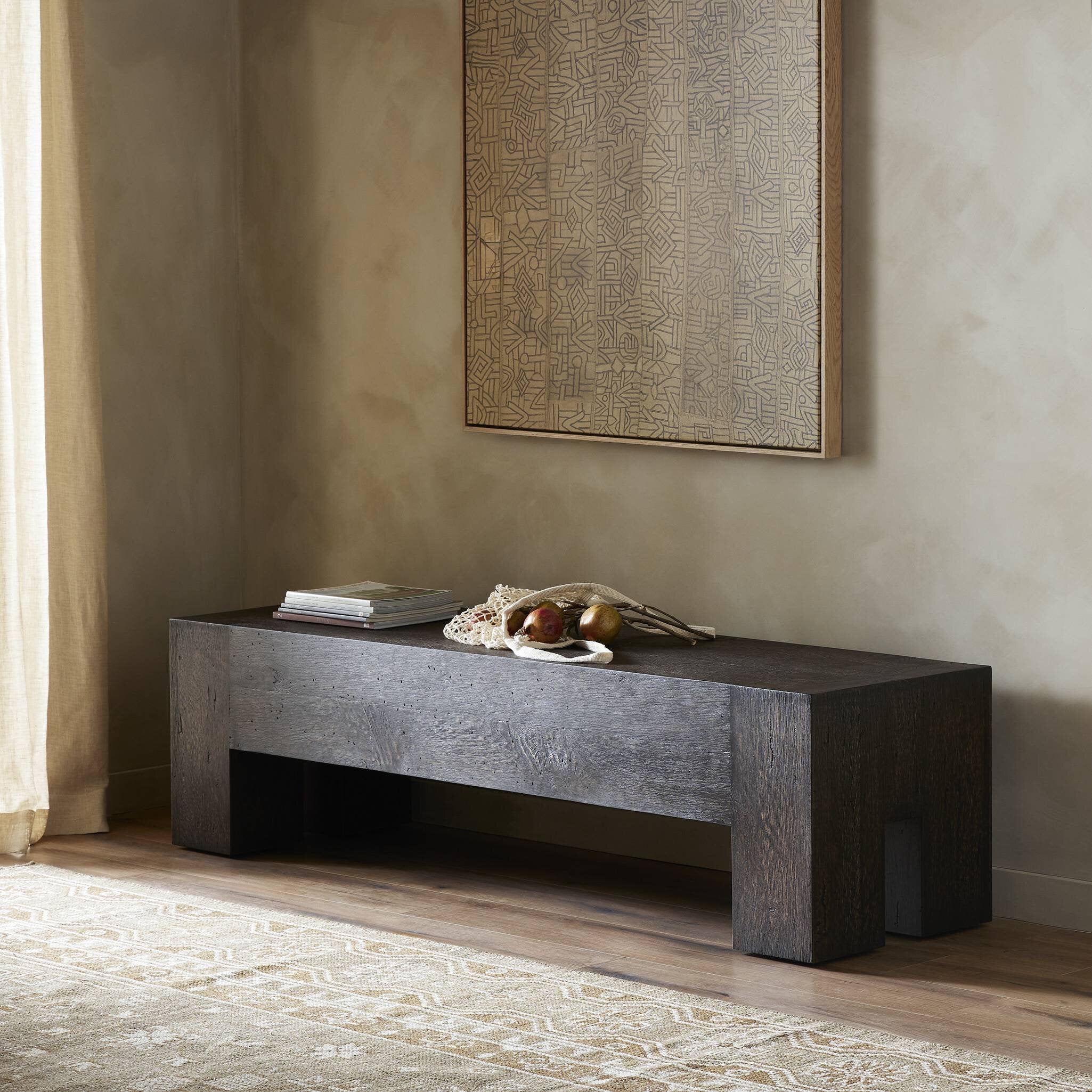 Abaso Accent Bench - Ebony Rustic Wormwood Oak