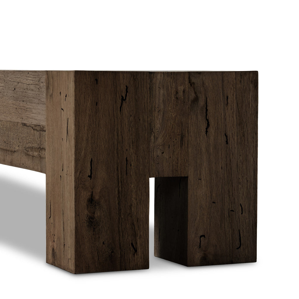 Abaso Large Accent Bench - Ebony Rustic Wormwood Oak