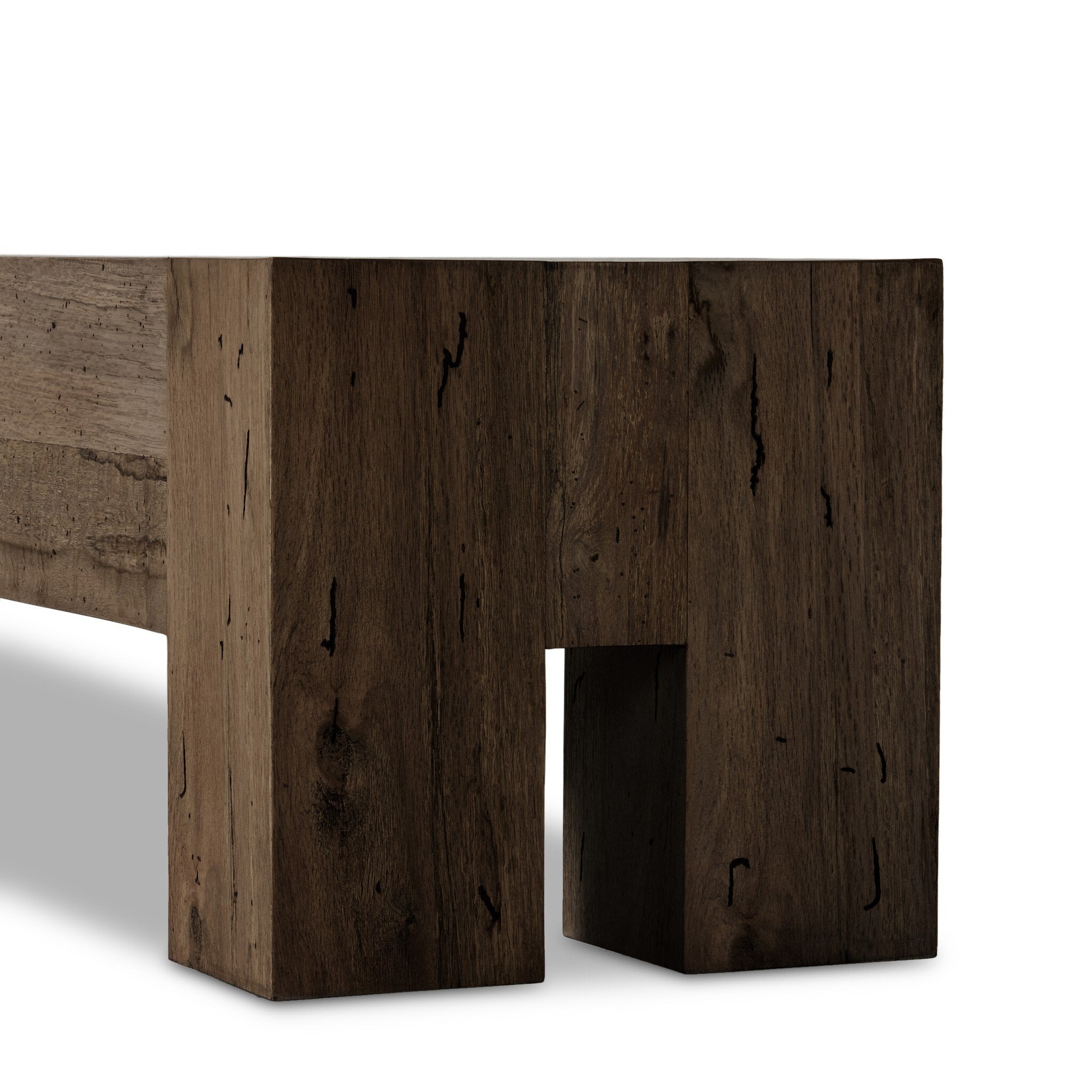 Abaso Large Accent Bench - Ebony Rustic Wormwood Oak
