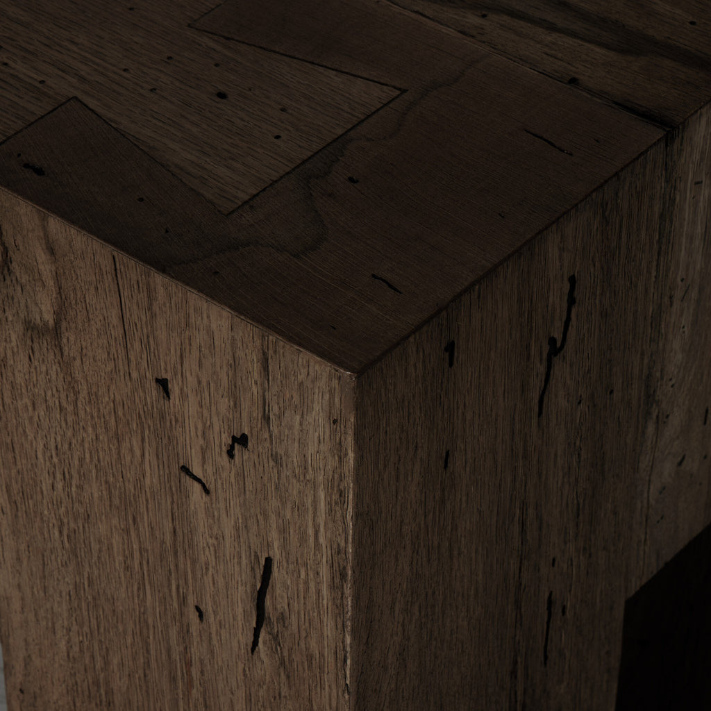 Abaso Large Accent Bench - Ebony Rustic Wormwood Oak