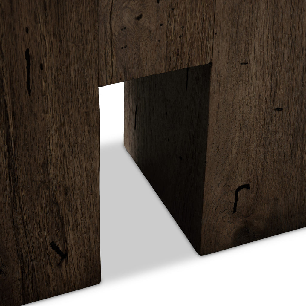 Abaso Large Accent Bench - Ebony Rustic Wormwood Oak