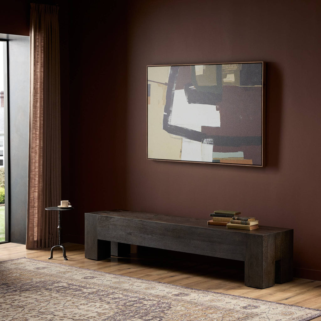 Abaso Large Accent Bench - Ebony Rustic Wormwood Oak