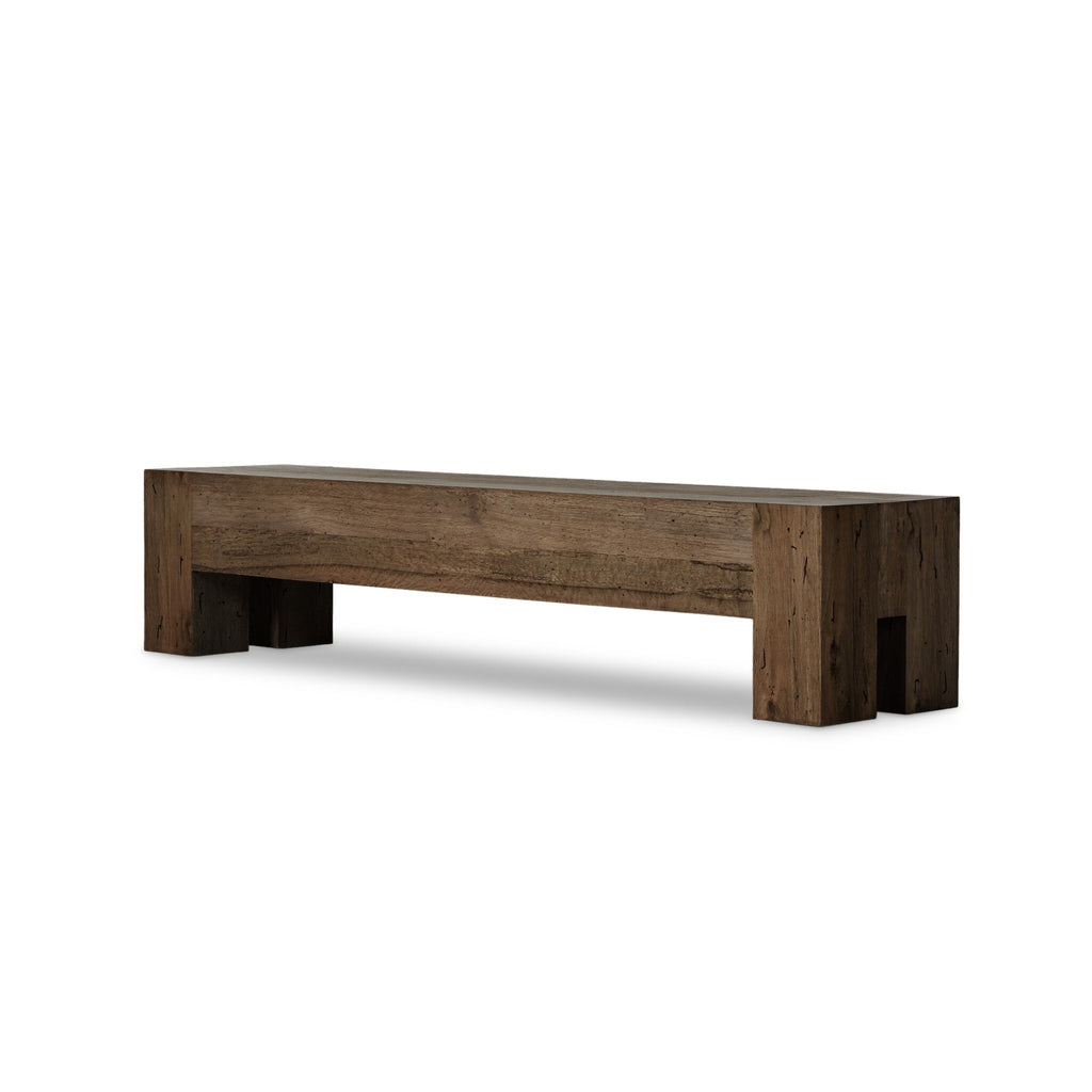 Abaso Large Accent Bench - Ebony Rustic Wormwood Oak