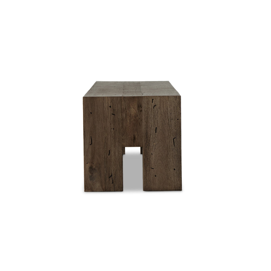 Abaso Large Accent Bench - Ebony Rustic Wormwood Oak