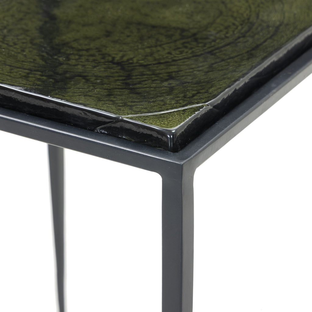 Dalston Nesting End Table Set - Moss Cast Glass