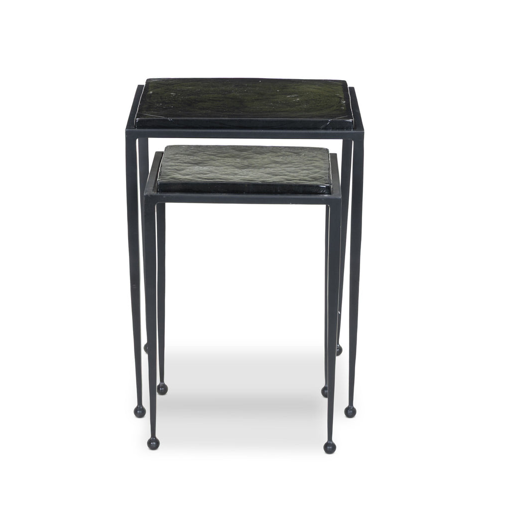 Dalston Nesting End Table Set - Moss Cast Glass
