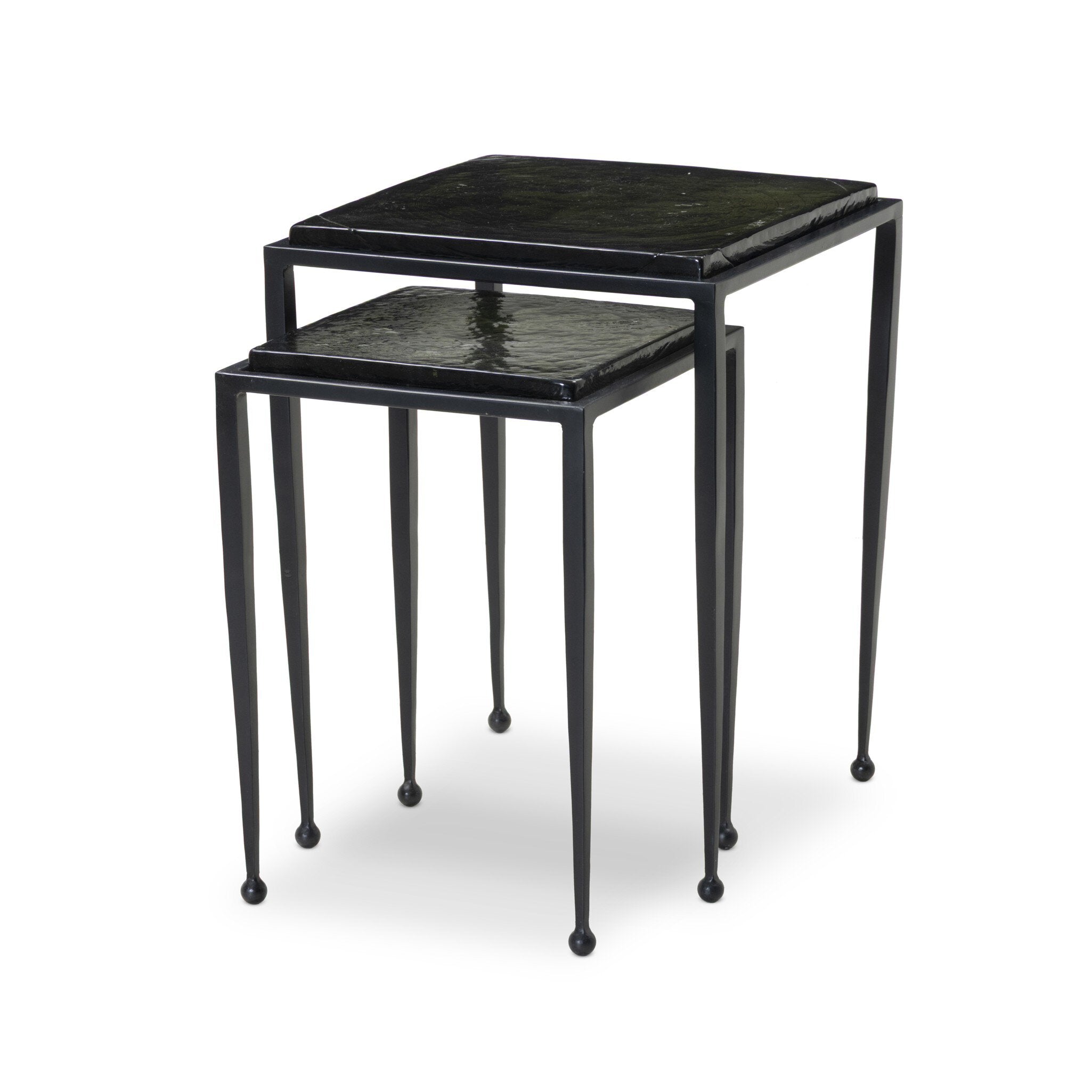 Dalston Nesting End Table Set - Moss Cast Glass