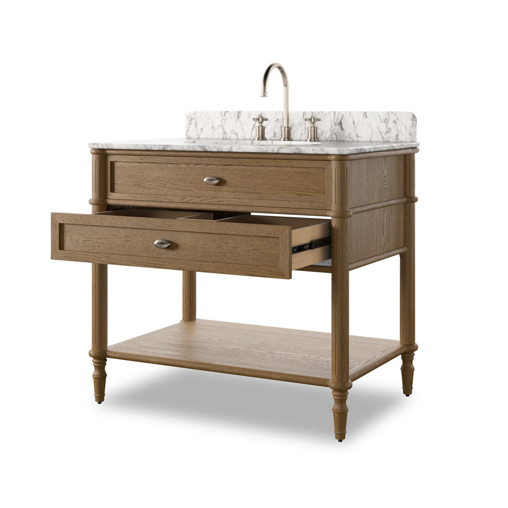 Toulouse Single Vanity - Washed Blonde Oak Veneer