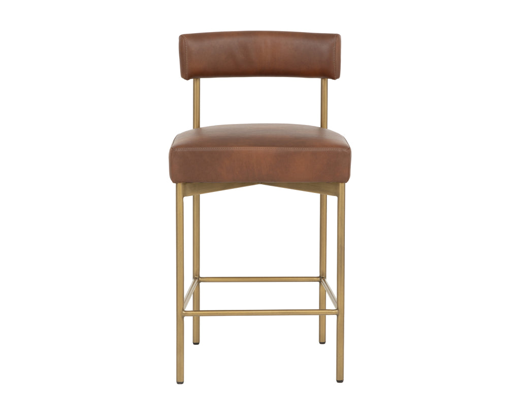 Seneca Counter Stool - Antique Brass - Bravo Cognac