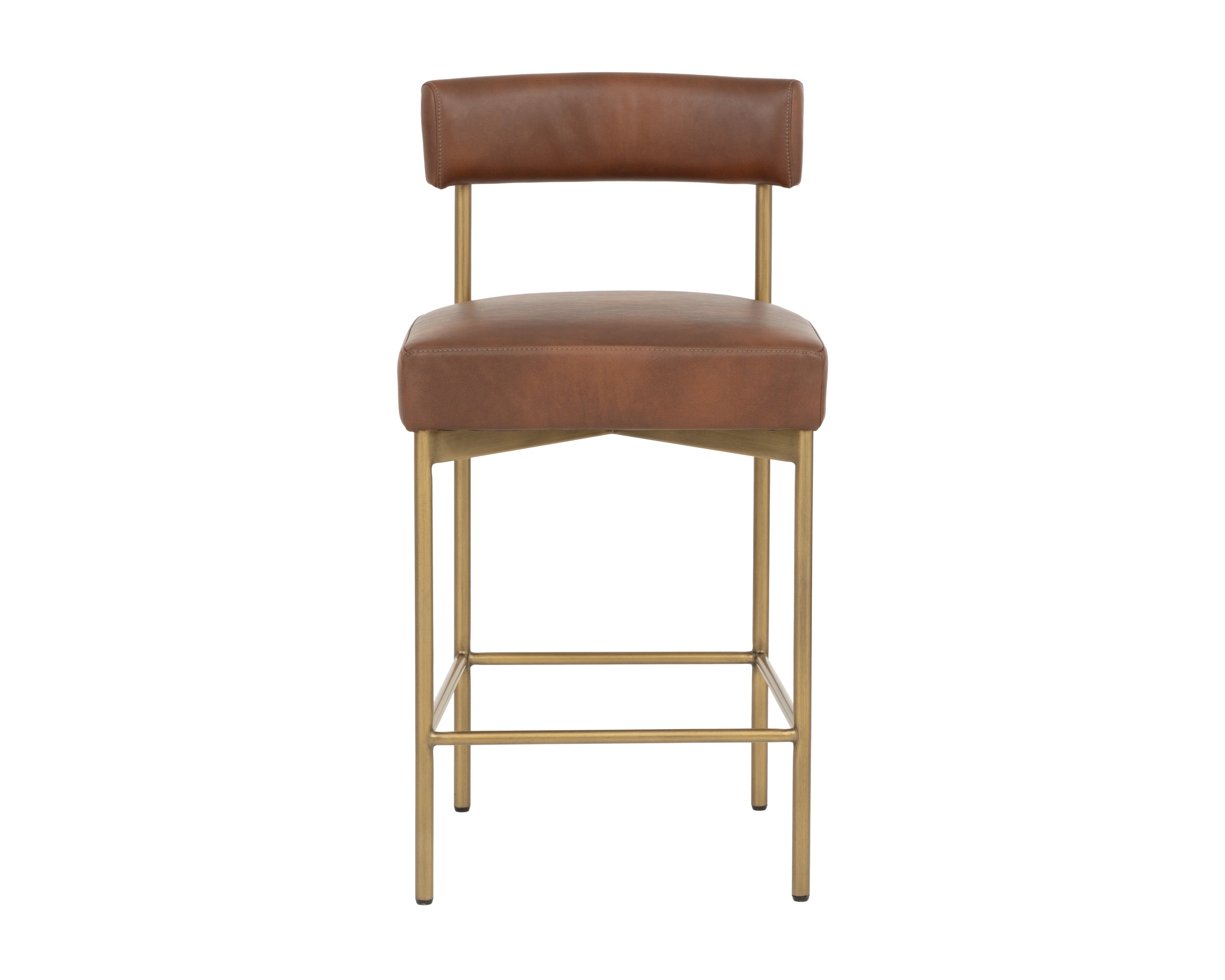 Seneca Counter Stool - Antique Brass - Bravo Cognac